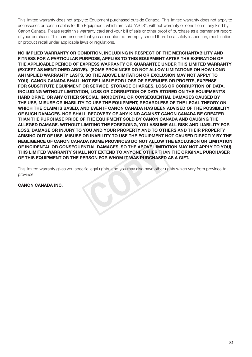 Cop y | Canon DP-V3010 User Manual | Page 81 / 82