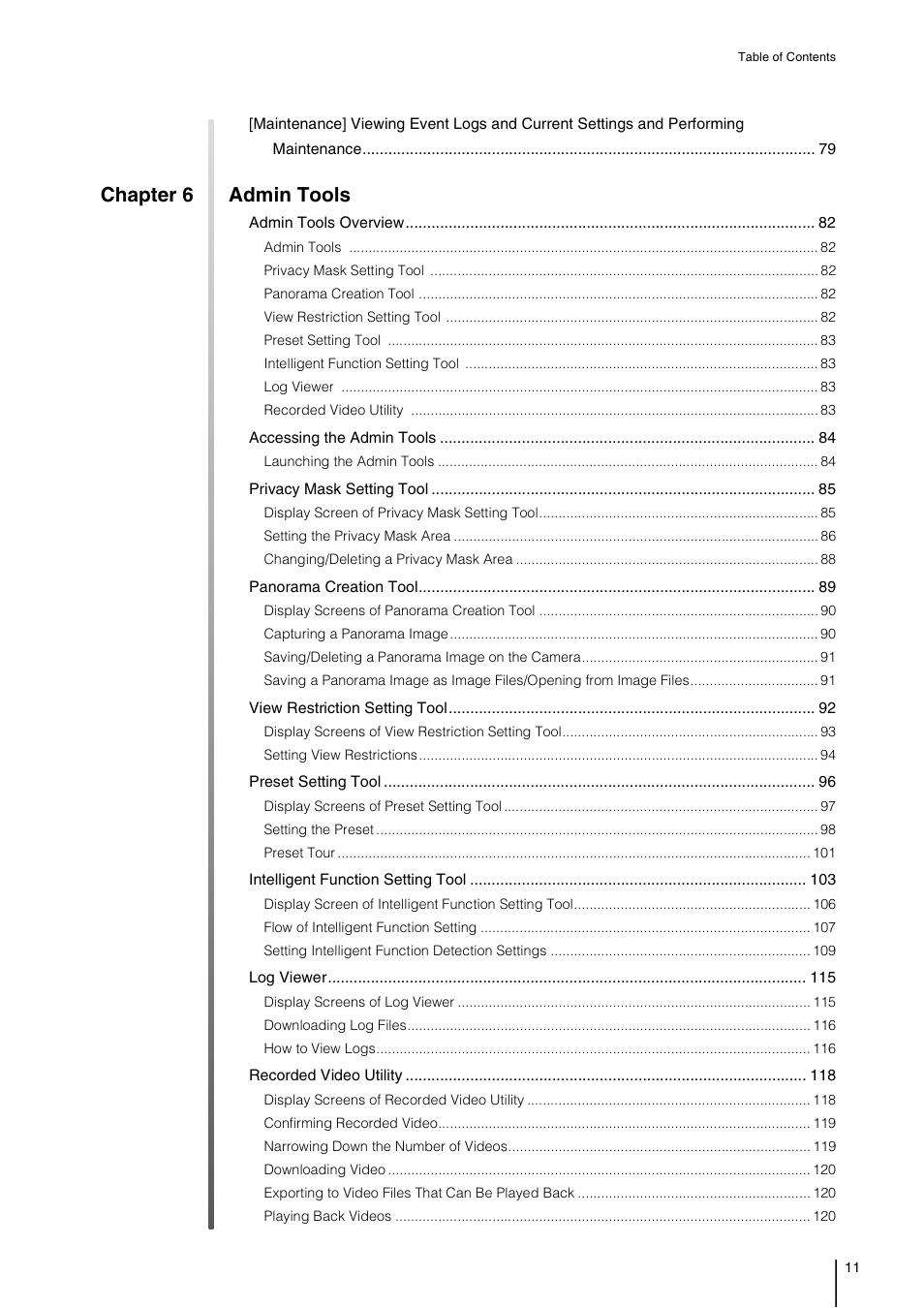 Chapter 6 admin tools | Canon VB-H41 User Manual | Page 11 / 177