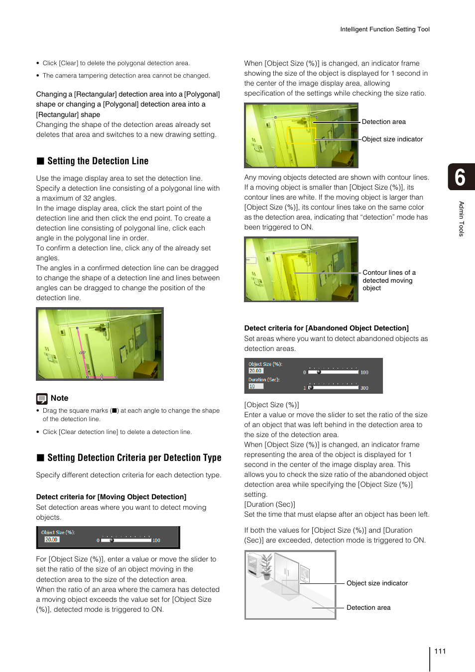 Setting the detection line, Setting detection criteria per detection type | Canon VB-H41 User Manual | Page 111 / 177