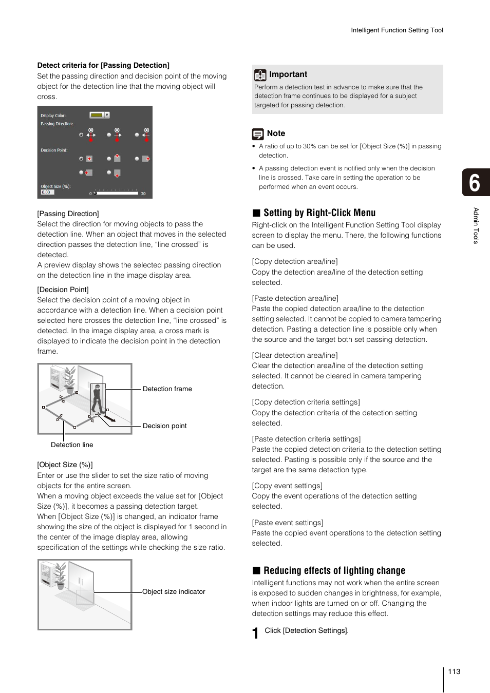 P. 113), Setting by right-click menu, Reducing effects of lighting change | Canon VB-H41 User Manual | Page 113 / 177