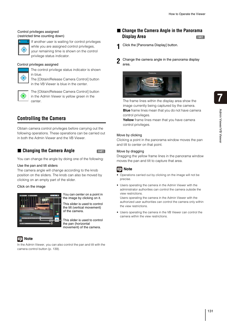 Controlling the camera, Changing the camera angle | Canon VB-H41 User Manual | Page 131 / 177