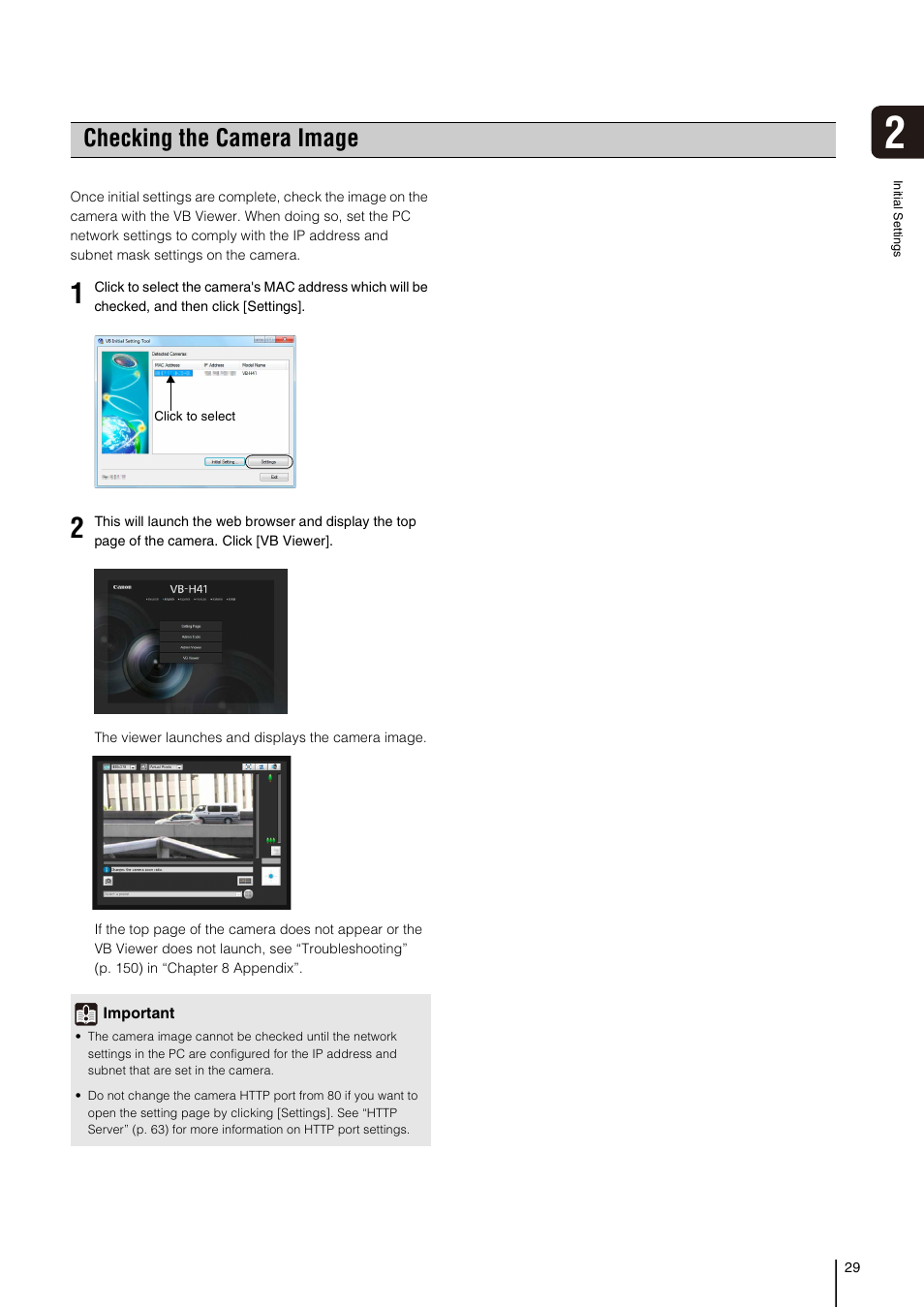 Checking the camera image, Checking the camera image” (p. 29) | Canon VB-H41 User Manual | Page 29 / 177