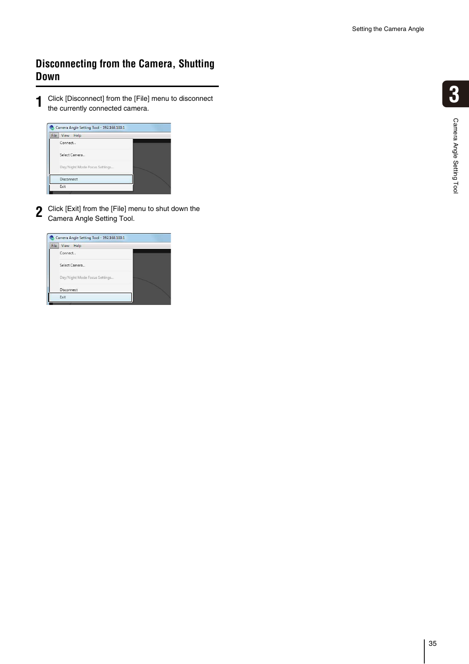 Disconnecting from the camera, shutting down | Canon VB-H41 User Manual | Page 35 / 177