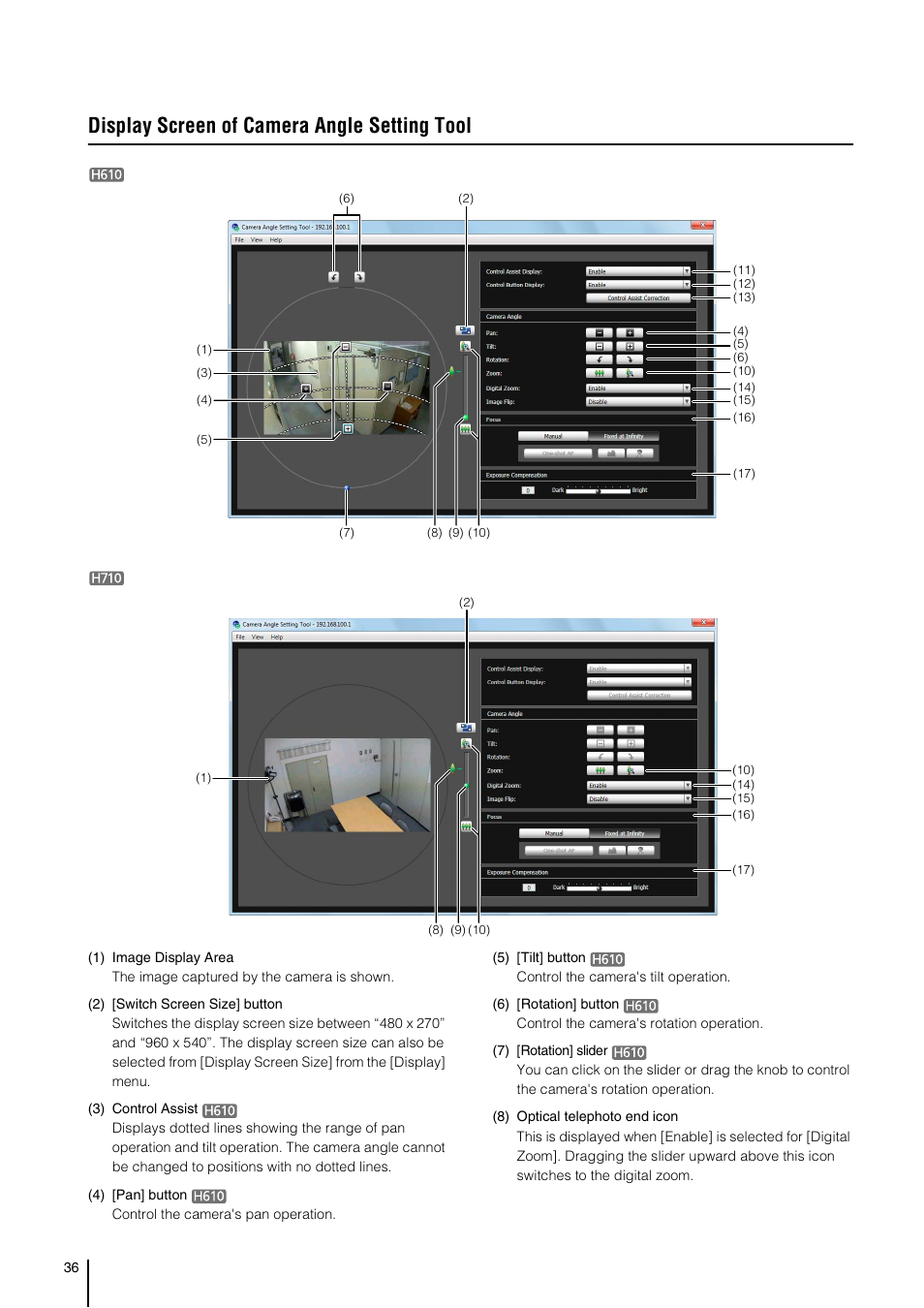 Display screen of camera angle setting tool | Canon VB-H41 User Manual | Page 36 / 177