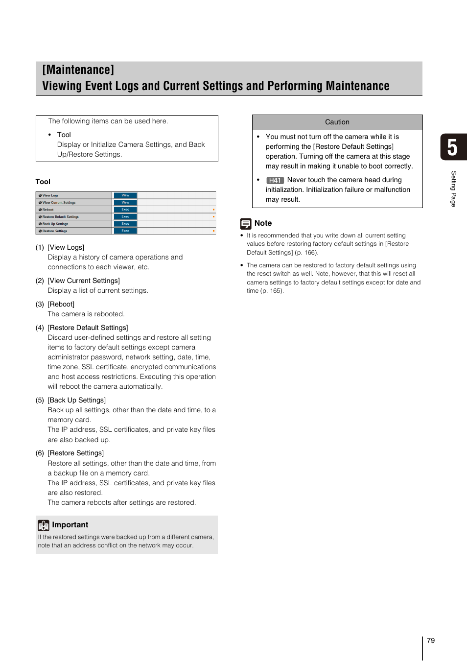Maintenance, P. 79), P. 79 | Canon VB-H41 User Manual | Page 79 / 177