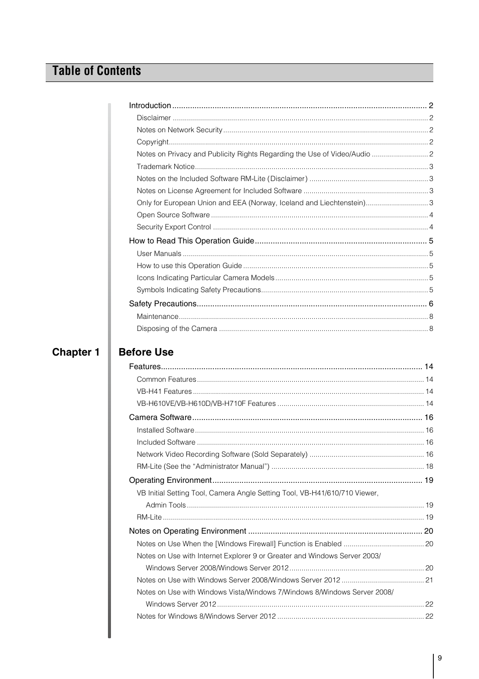 Canon VB-H41 User Manual | Page 9 / 177