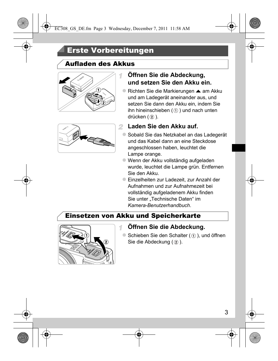 Erste vorbereitungen | Canon PowerShot G1 X User Manual | Page 11 / 146