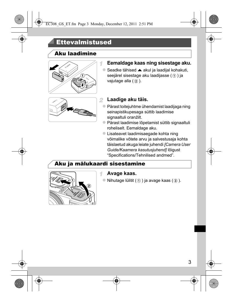 Ettevalmistused | Canon PowerShot G1 X User Manual | Page 115 / 146