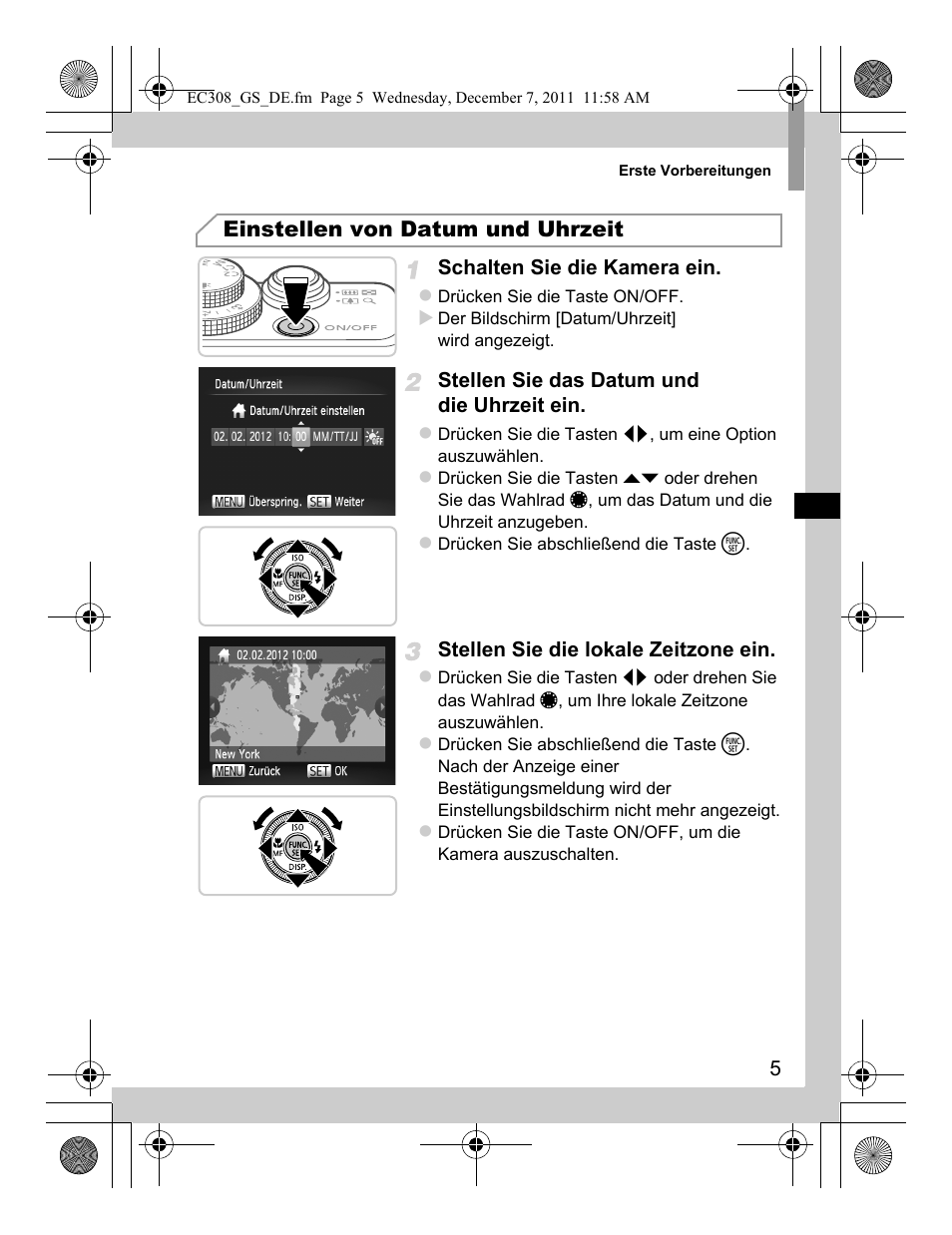 Einstellen von datum und uhrzeit | Canon PowerShot G1 X User Manual | Page 13 / 146