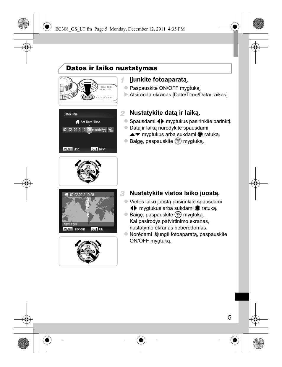 Datos ir laiko nustatymas | Canon PowerShot G1 X User Manual | Page 133 / 146