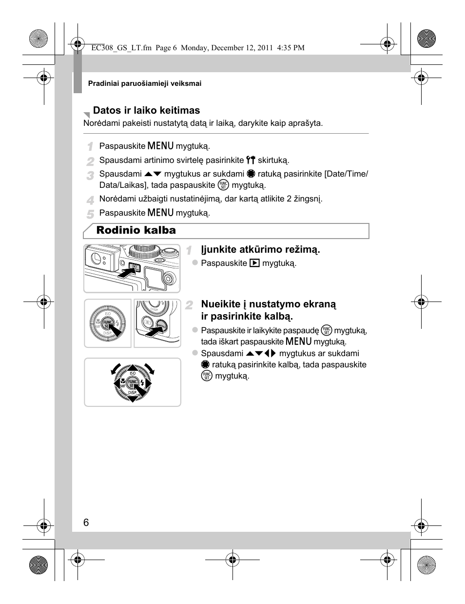 Rodinio kalba | Canon PowerShot G1 X User Manual | Page 134 / 146