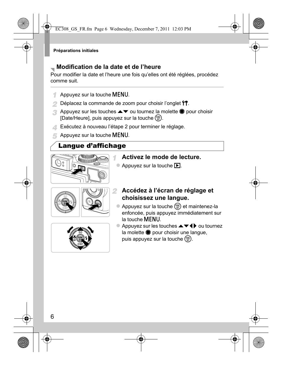 Langue d’affichage | Canon PowerShot G1 X User Manual | Page 22 / 146