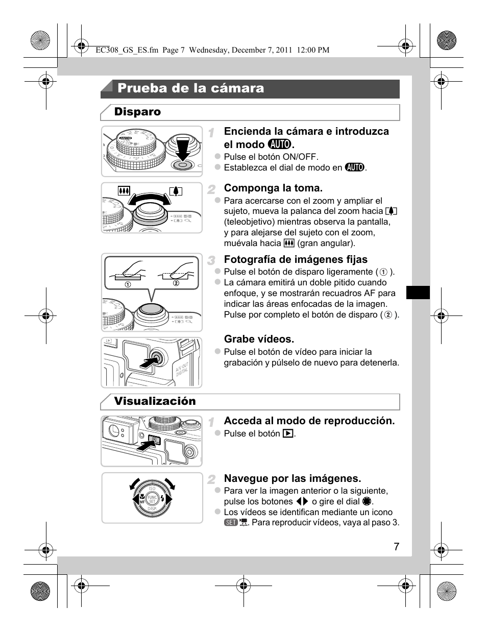 Prueba de la cámara, Disparo visualización | Canon PowerShot G1 X User Manual | Page 31 / 146