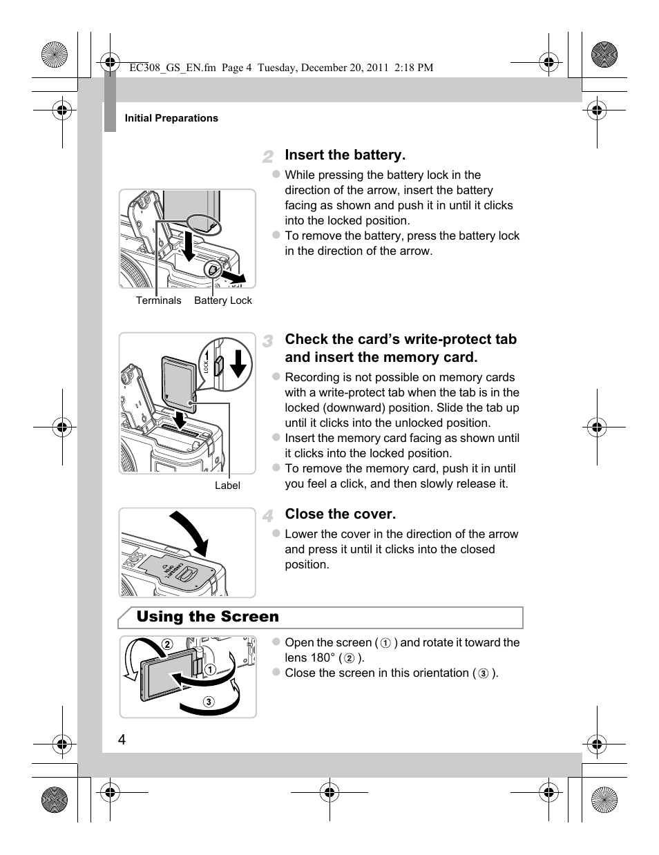 Using the screen | Canon PowerShot G1 X User Manual | Page 4 / 146