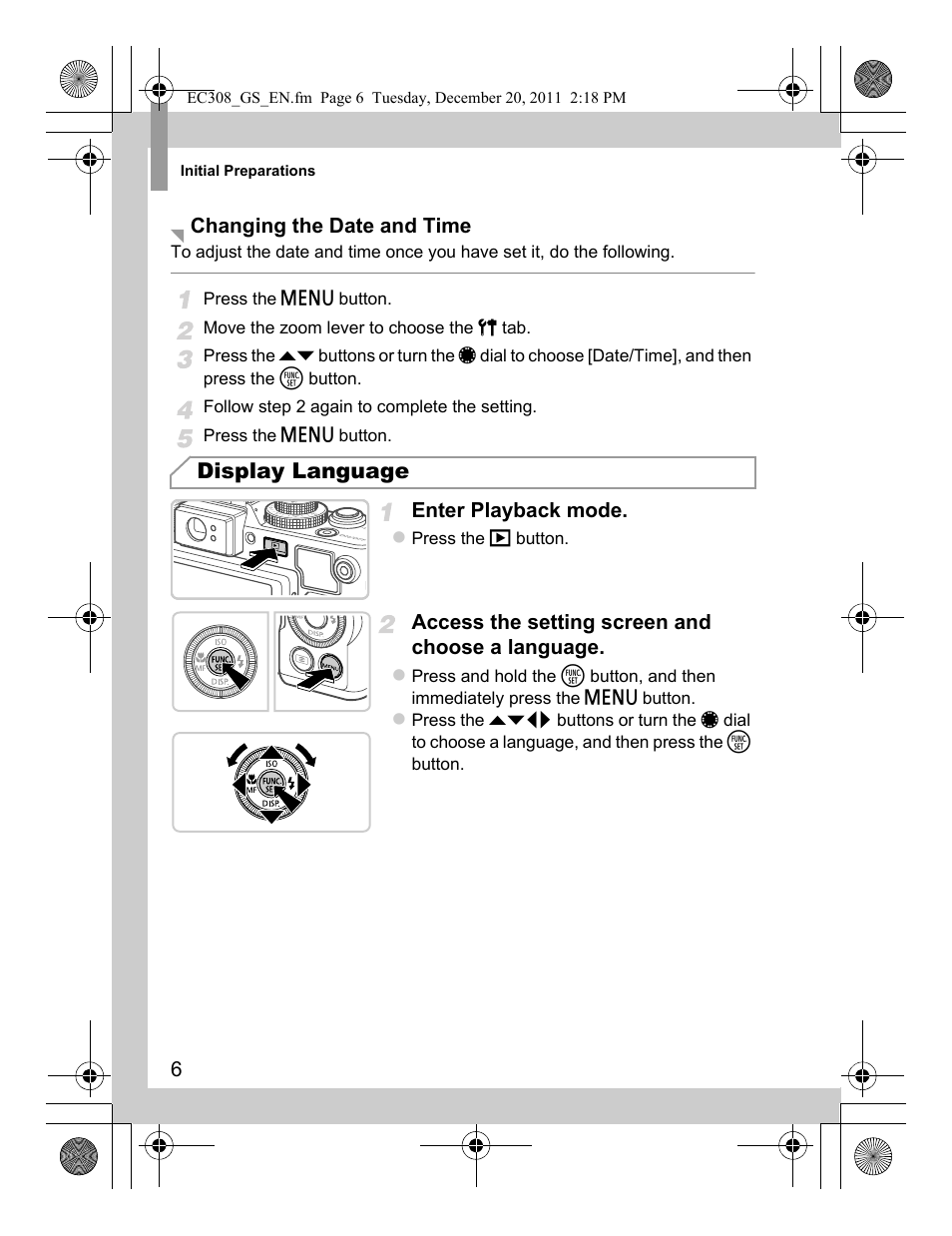 Display language | Canon PowerShot G1 X User Manual | Page 6 / 146