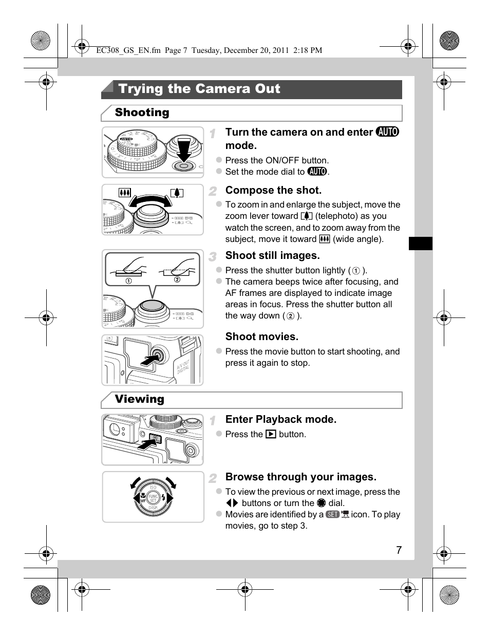 Trying the camera out | Canon PowerShot G1 X User Manual | Page 7 / 146