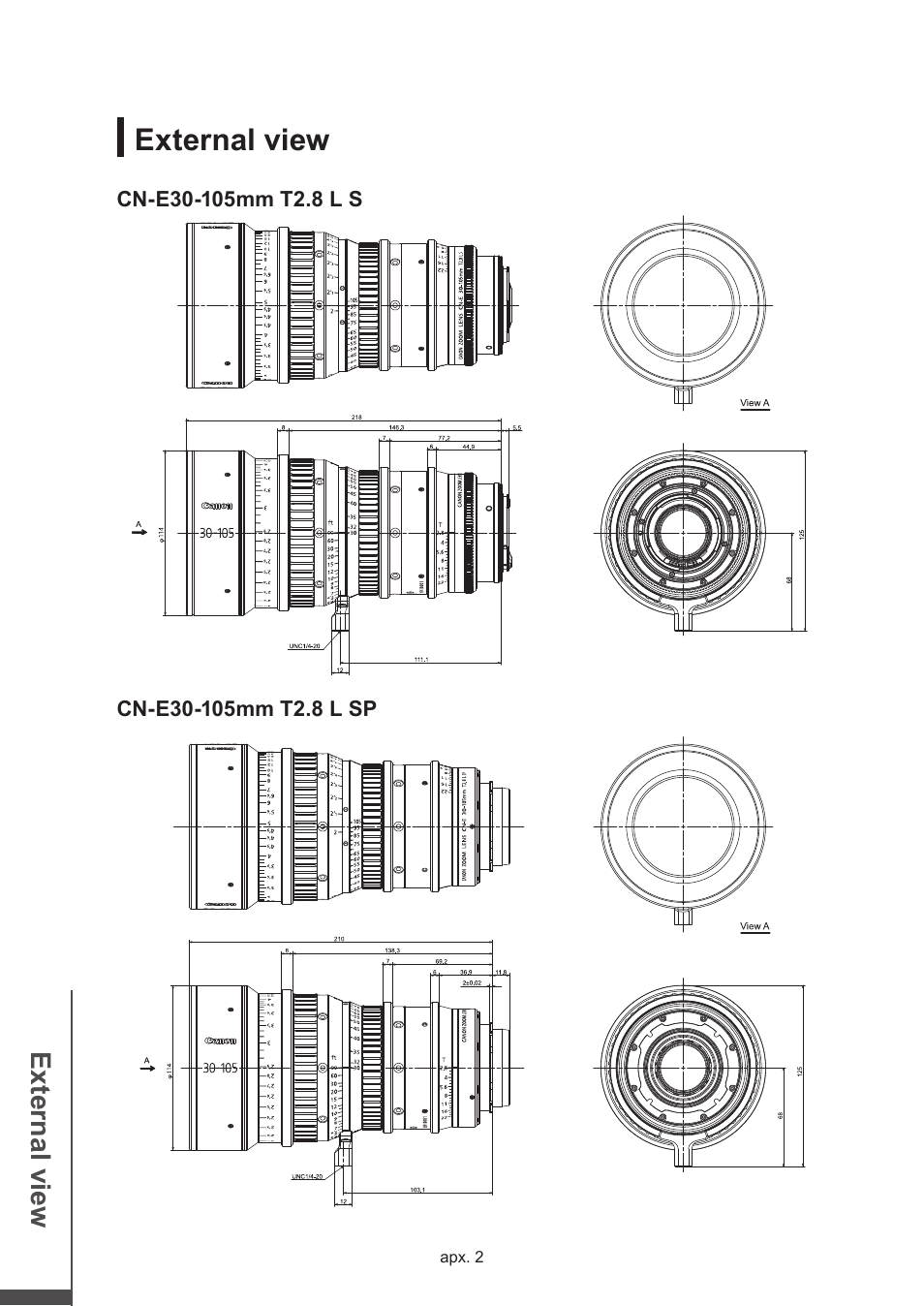 External view | Canon CN-E15.5-47mm T2.8 L SSP User Manual | Page 41 / 43