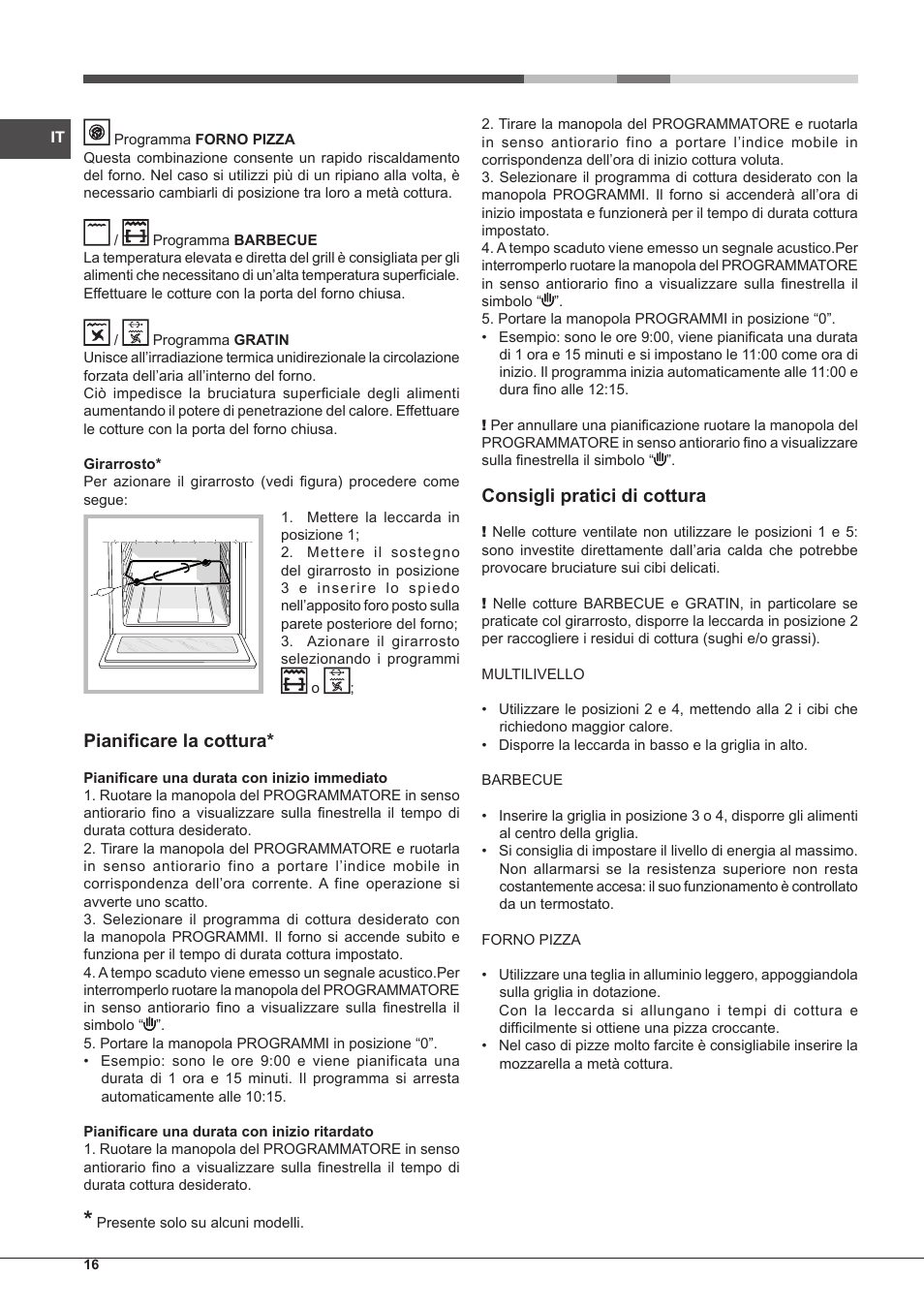 Pianificare la cottura, Consigli pratici di cottura | Hotpoint Ariston Tradición FT 95VC.1 (AN)-HA S User Manual | Page 16 / 72