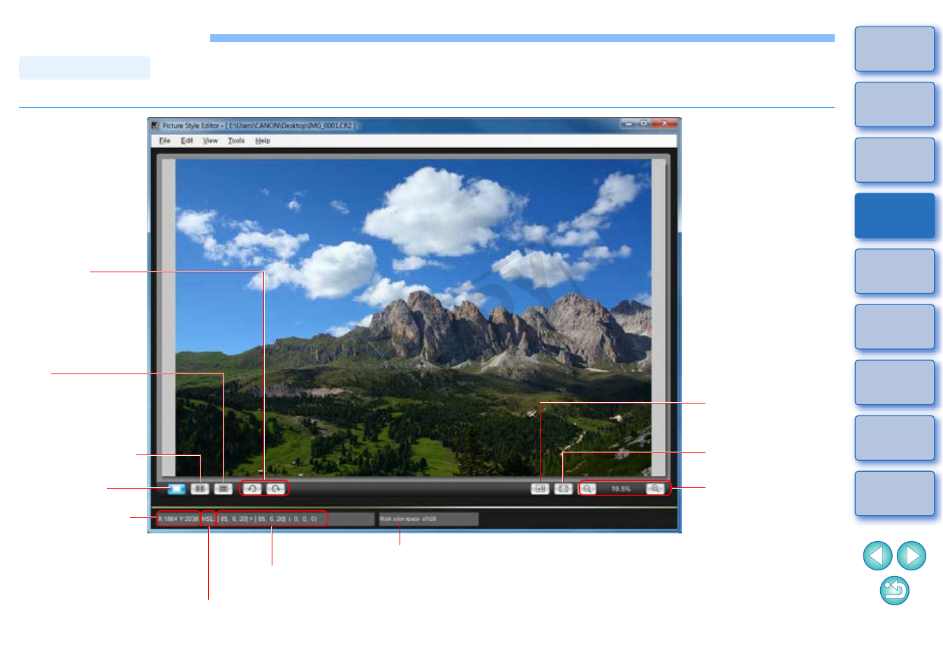 Basic windows, Basic, Windows | Main window, Cop y | Canon EOS 1200D User Manual | Page 6 / 22
