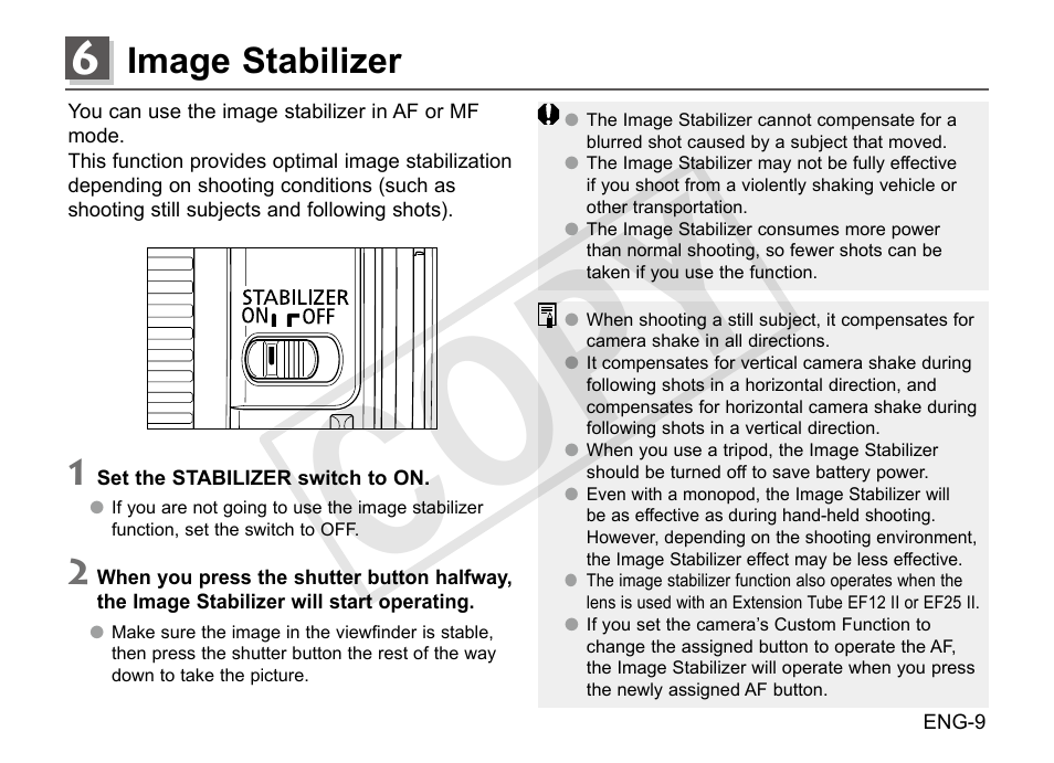 Cop y, Image stabilizer | Canon EF-S 18-135mm f3.5-5.6 IS STM User Manual | Page 10 / 14