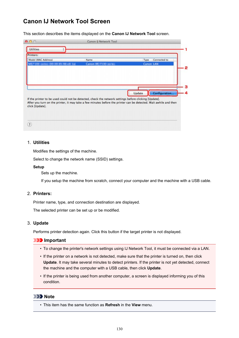 Canon ij network tool screen | Canon PIXMA iX6850 User Manual | Page 130 / 378