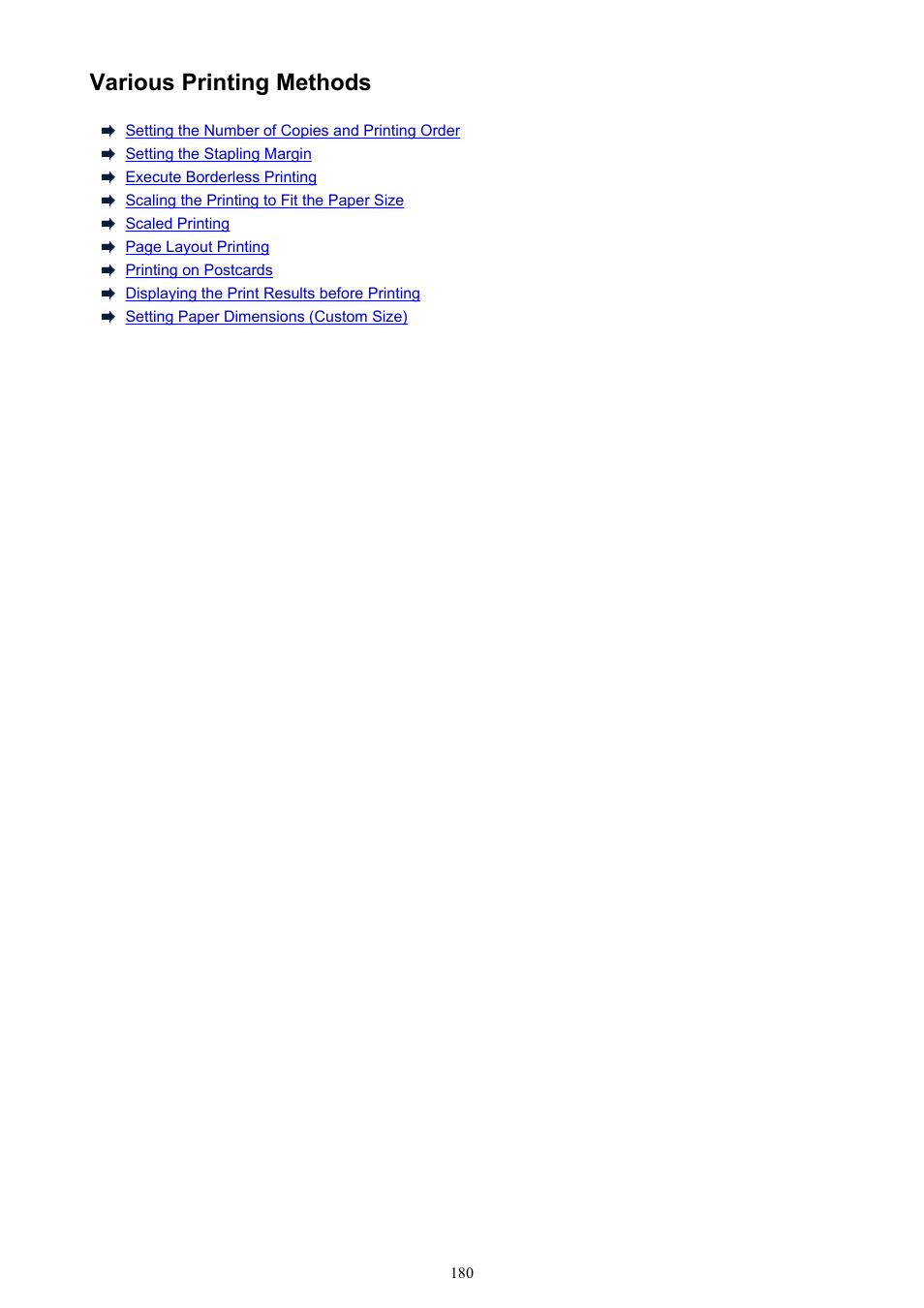 Various printing methods | Canon PIXMA iX6850 User Manual | Page 180 / 378