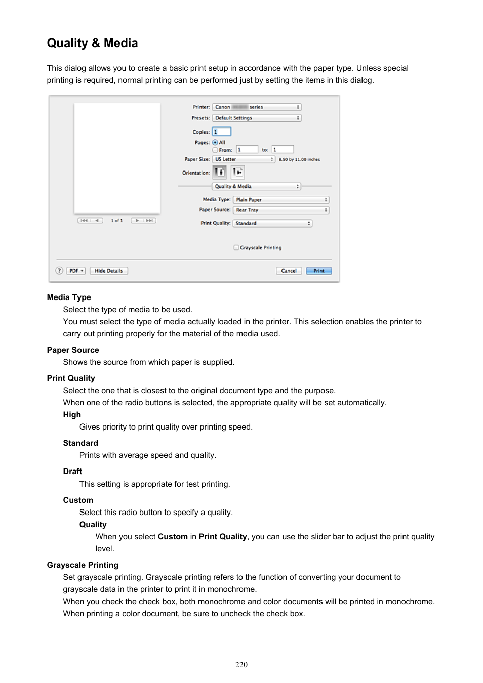 Quality & media | Canon PIXMA iX6850 User Manual | Page 220 / 378