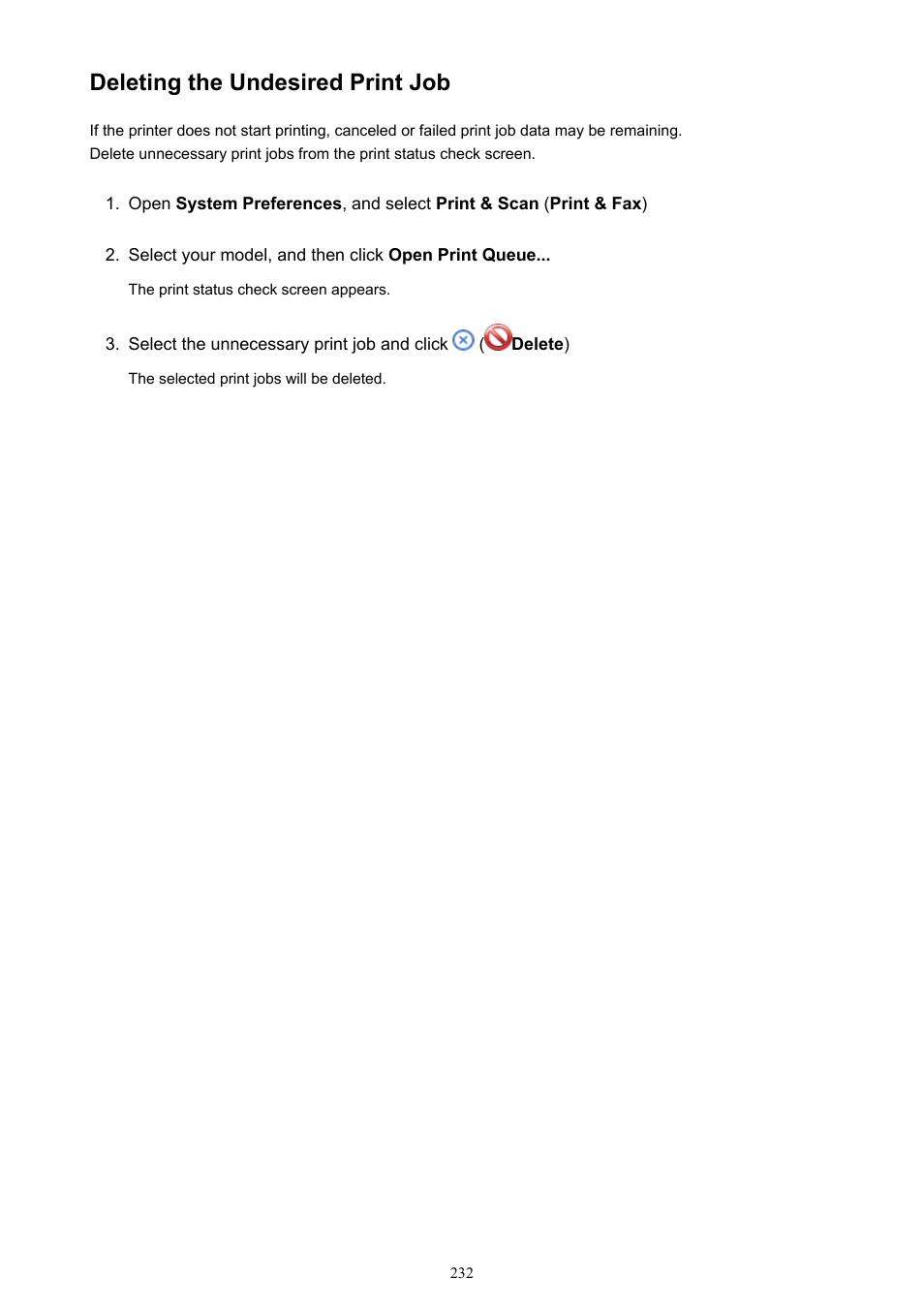 Deleting the undesired print job | Canon PIXMA iX6850 User Manual | Page 232 / 378