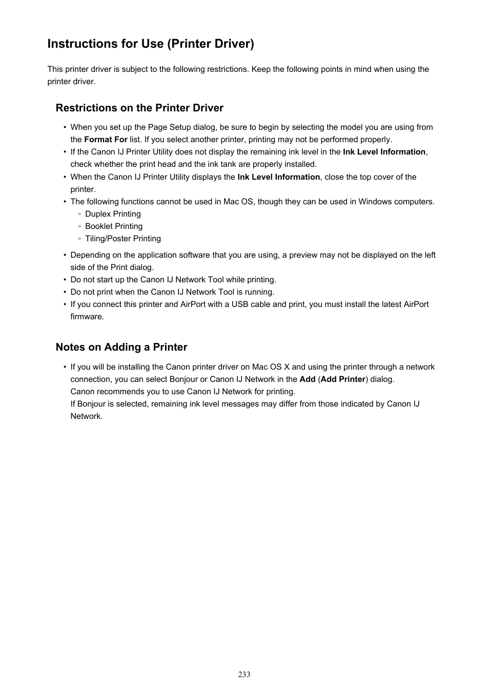 Instructions for use (printer driver) | Canon PIXMA iX6850 User Manual | Page 233 / 378