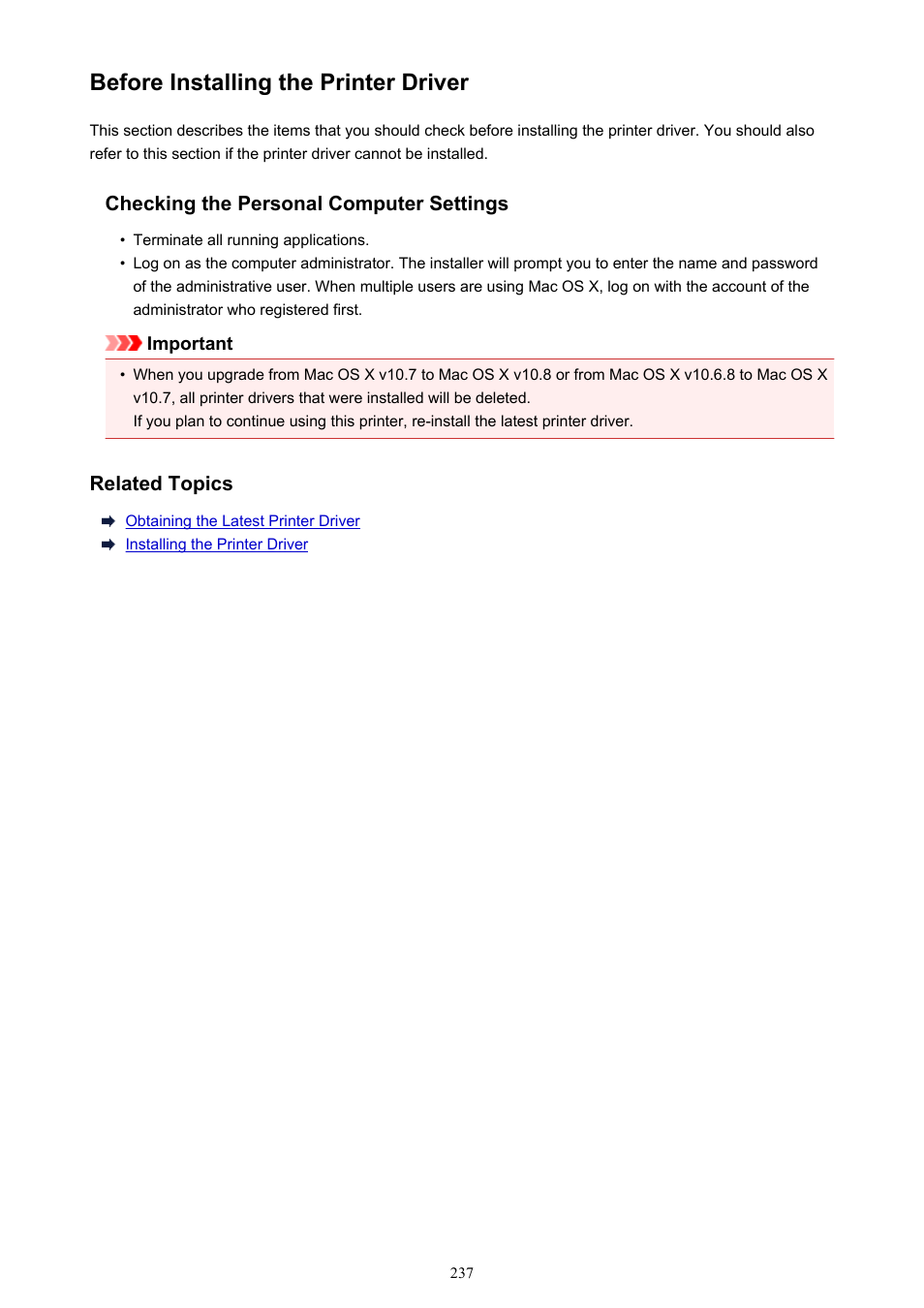 Before installing the printer driver | Canon PIXMA iX6850 User Manual | Page 237 / 378