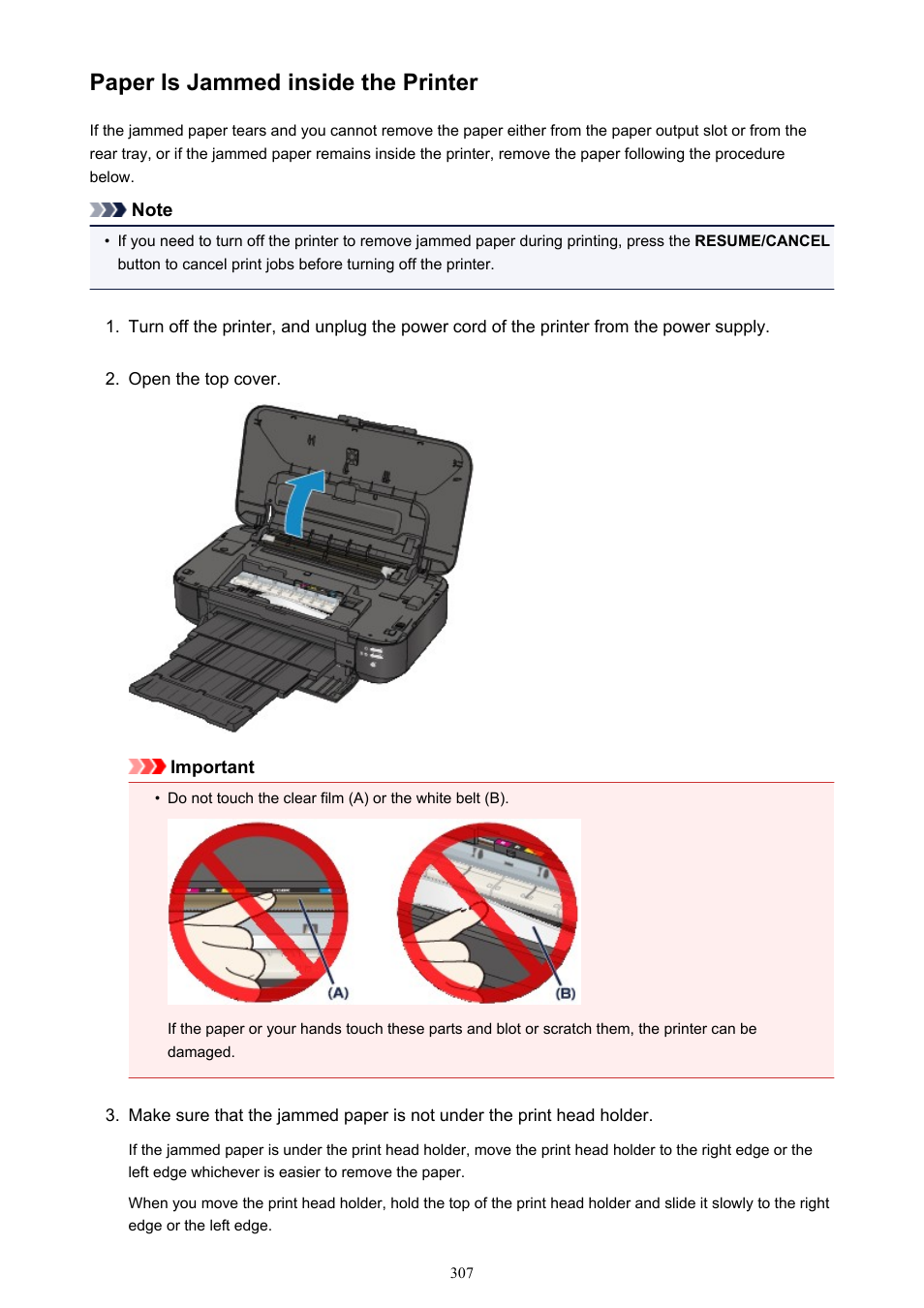 Paper is jammed inside the printer | Canon PIXMA iX6850 User Manual | Page 307 / 378