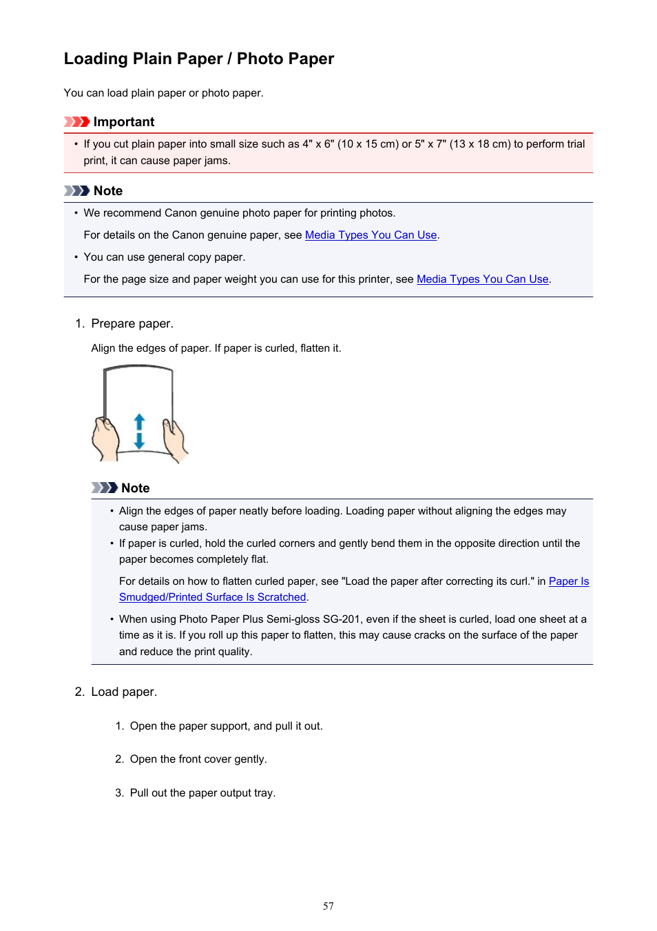 Loading plain paper / photo paper | Canon PIXMA iX6850 User Manual | Page 57 / 378