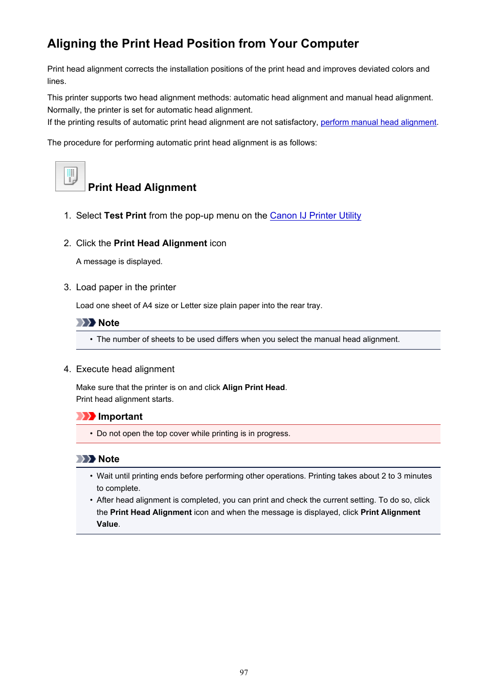 Print head either, Automatically | Canon PIXMA iX6850 User Manual | Page 97 / 378