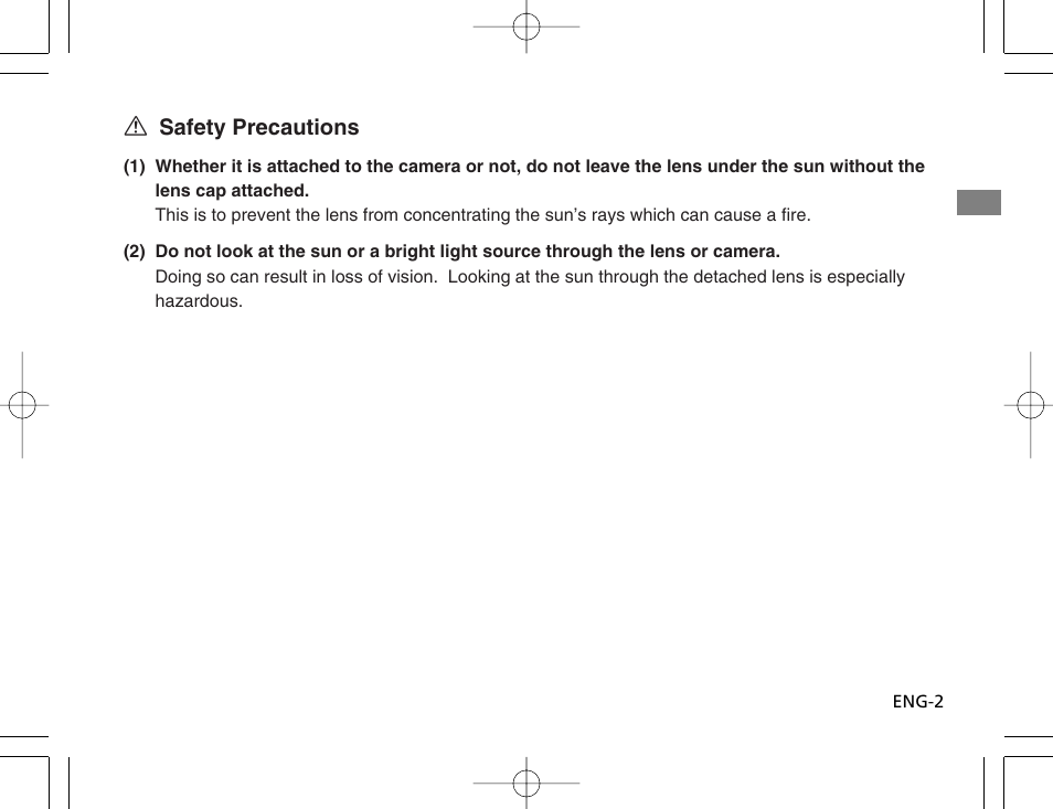 Safety precautions | Canon EF 300mm f4L IS USM User Manual | Page 3 / 15