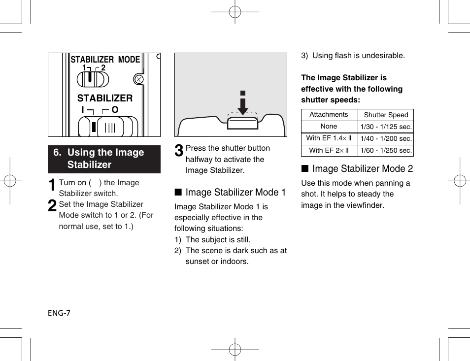 Using the image stabilizer | Canon EF 300mm f4L IS USM User Manual | Page 8 / 15