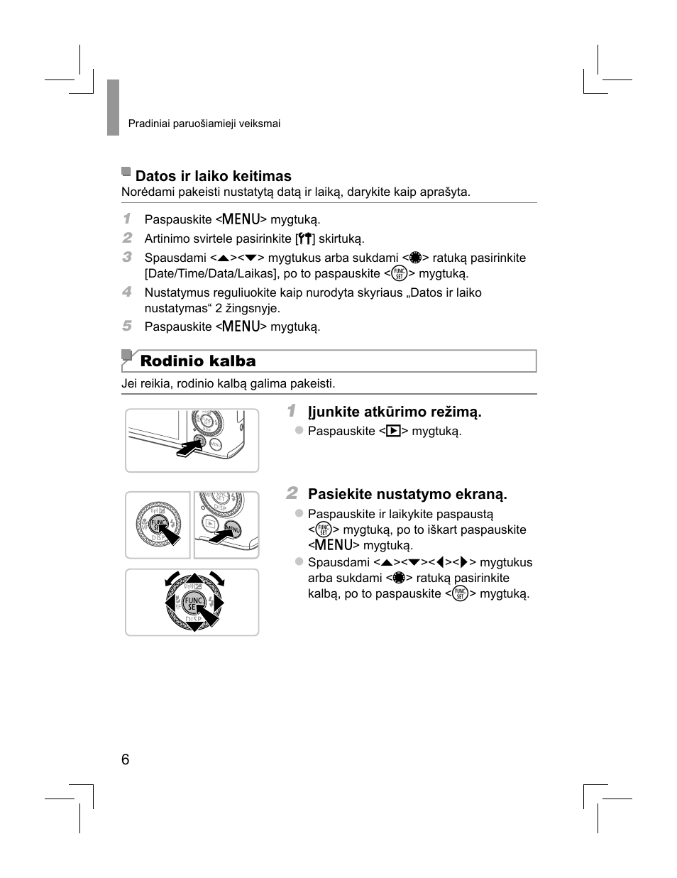 Rodinio kalba | Canon PowerShot S110 User Manual | Page 134 / 148