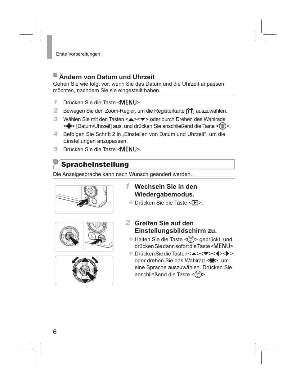 Spracheinstellung | Canon PowerShot S110 User Manual | Page 14 / 148
