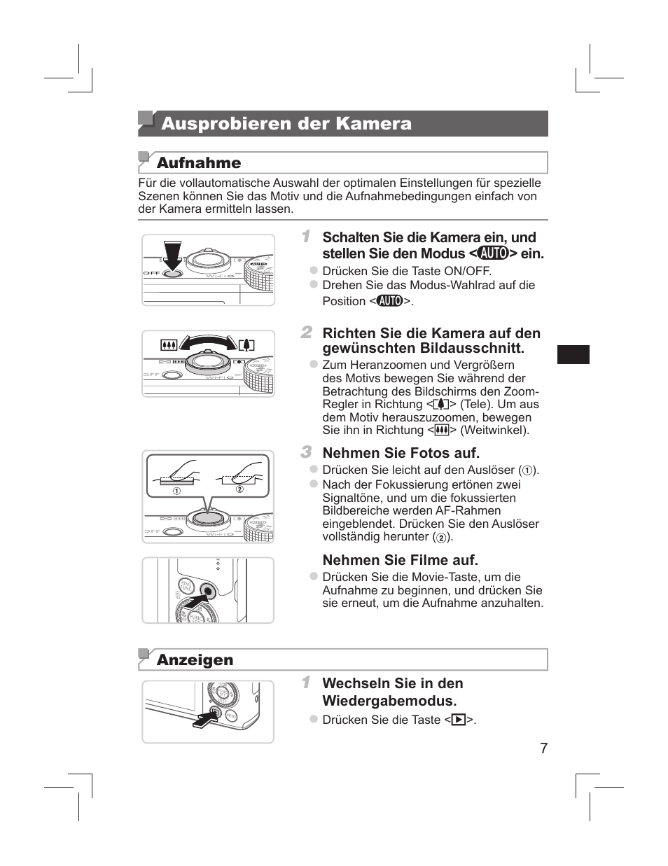 Ausprobieren der kamera | Canon PowerShot S110 User Manual | Page 15 / 148