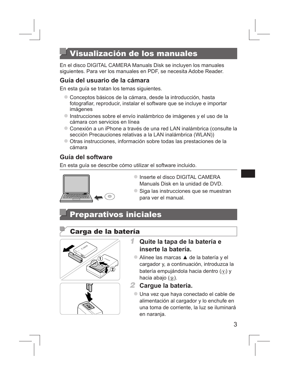 Visualización de los manuales, Preparativos iniciales | Canon PowerShot S110 User Manual | Page 27 / 148