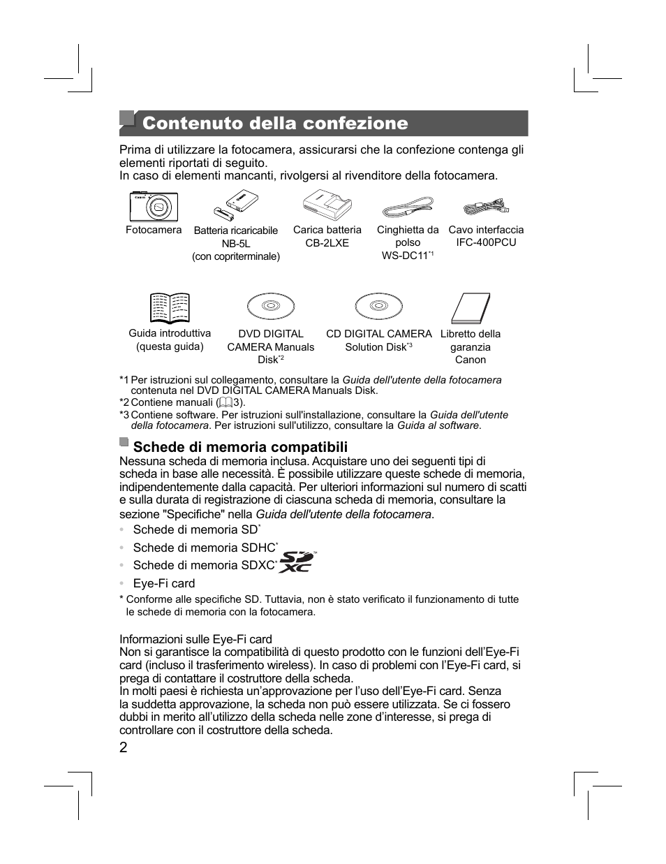 Contenuto della confezione | Canon PowerShot S110 User Manual | Page 34 / 148