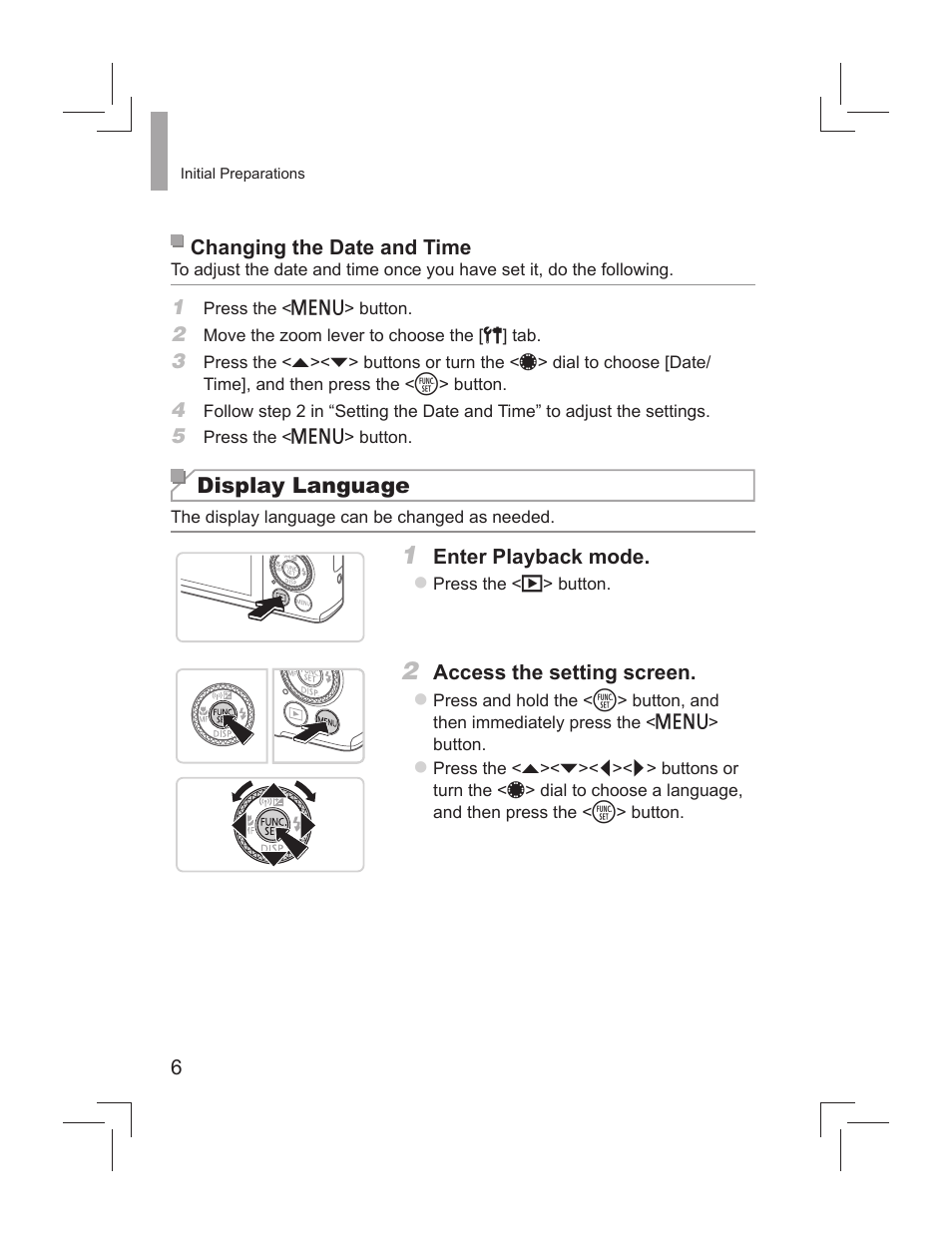 Display language | Canon PowerShot S110 User Manual | Page 6 / 148