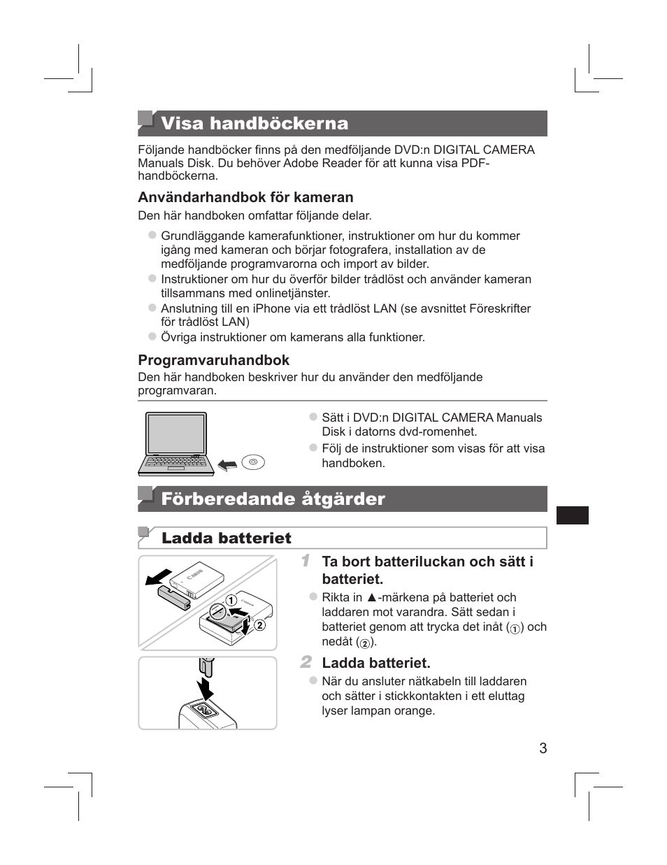Visa handböckerna, Förberedande åtgärder | Canon PowerShot S110 User Manual | Page 67 / 148
