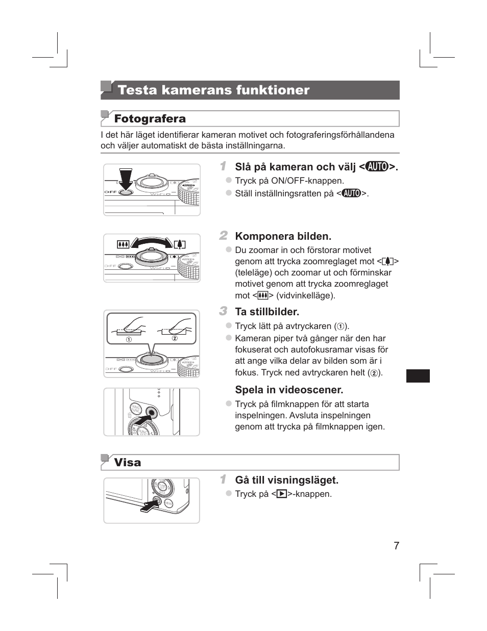 Testa kamerans funktioner | Canon PowerShot S110 User Manual | Page 71 / 148