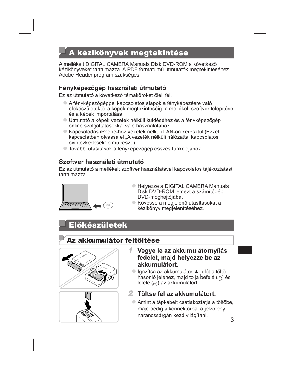 A kézikönyvek megtekintése, Előkészületek | Canon PowerShot S110 User Manual | Page 91 / 148