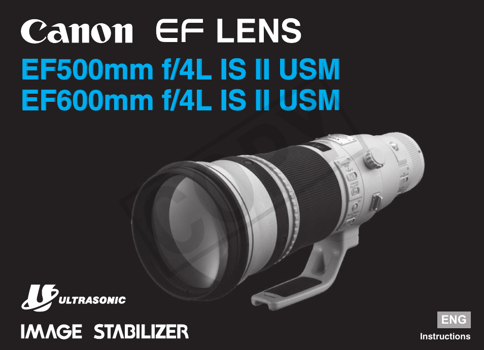 Canon EF 600mm f4L IS II USM User Manual | 23 pages