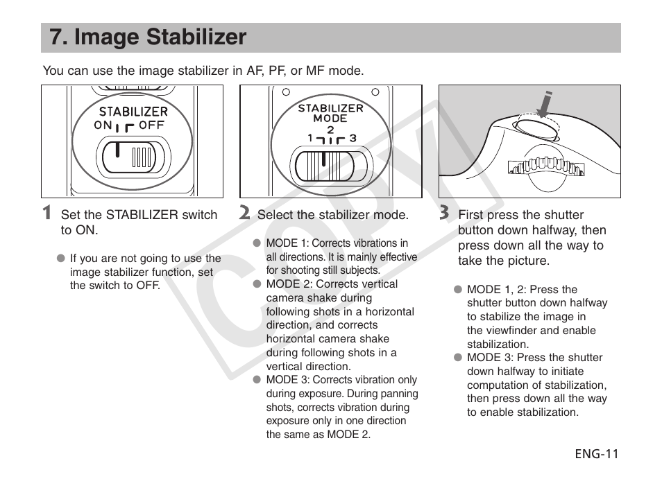 Cop y, Image stabilizer | Canon EF 600mm f4L IS II USM User Manual | Page 12 / 23