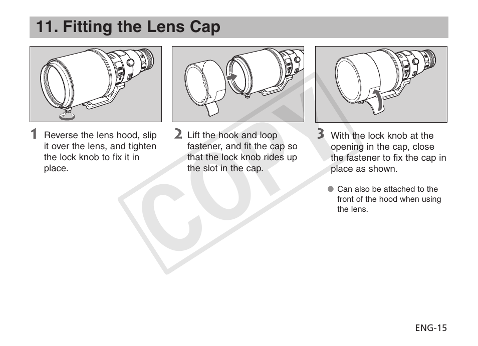 Cop y | Canon EF 600mm f4L IS II USM User Manual | Page 16 / 23