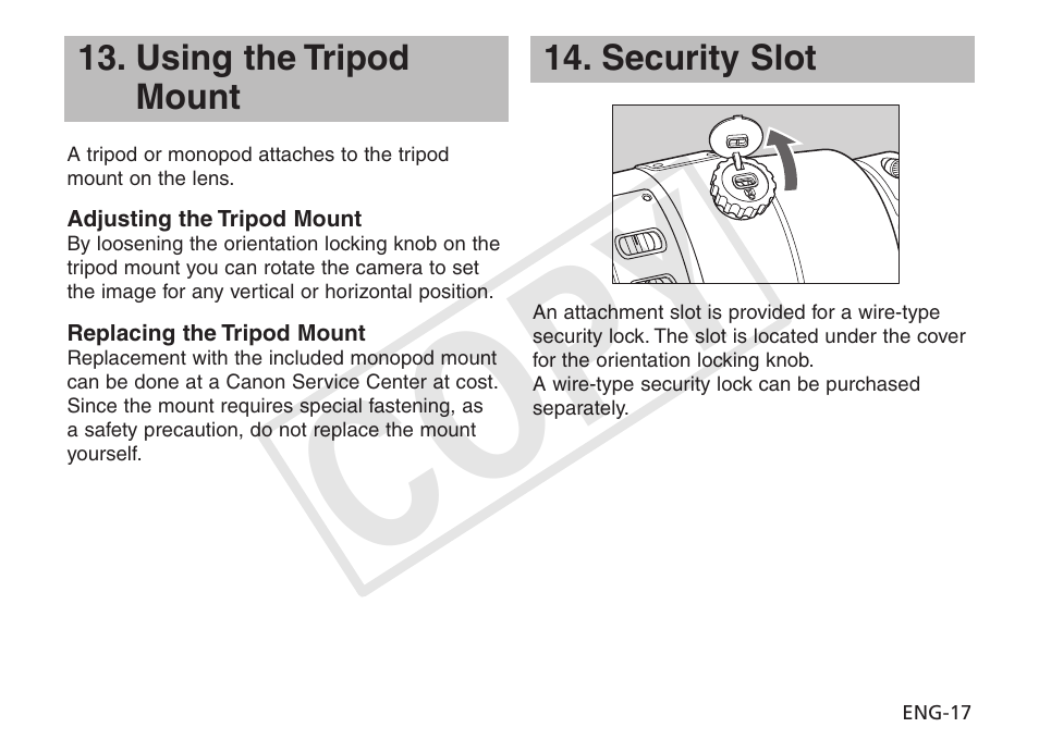 Cop y | Canon EF 600mm f4L IS II USM User Manual | Page 18 / 23