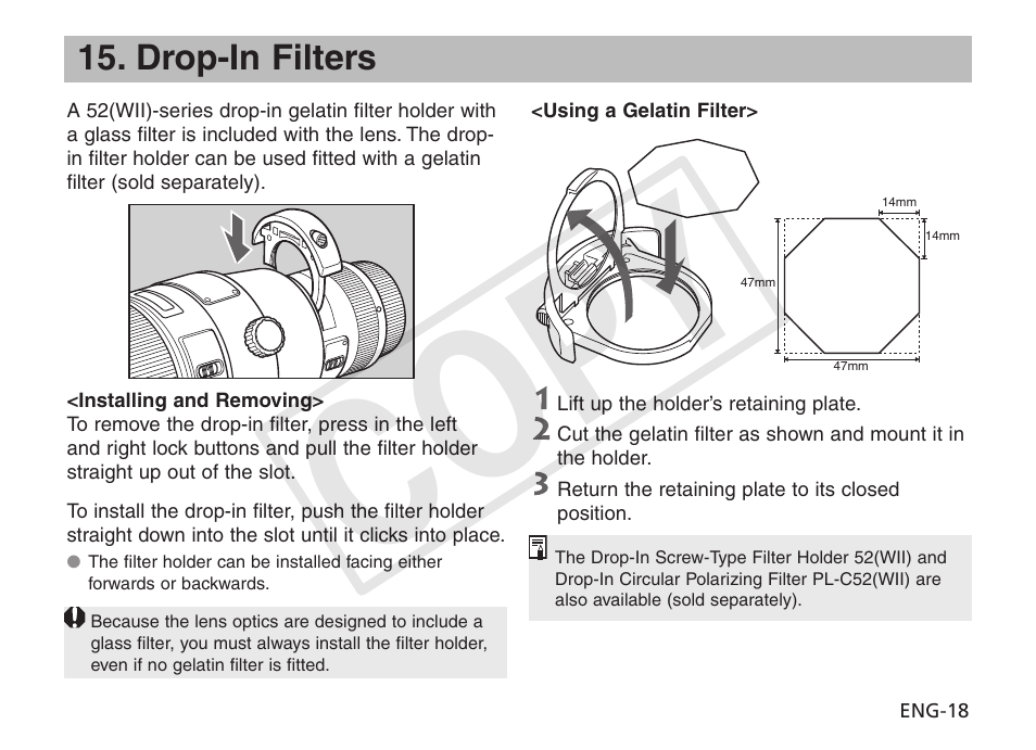 Cop y | Canon EF 600mm f4L IS II USM User Manual | Page 19 / 23