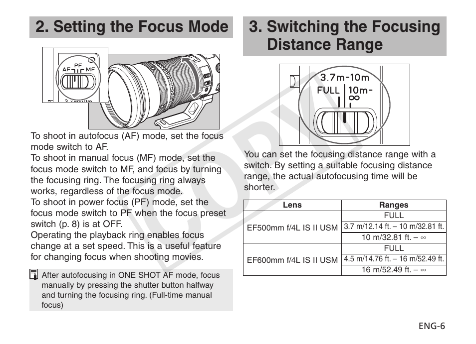 Cop y | Canon EF 600mm f4L IS II USM User Manual | Page 7 / 23
